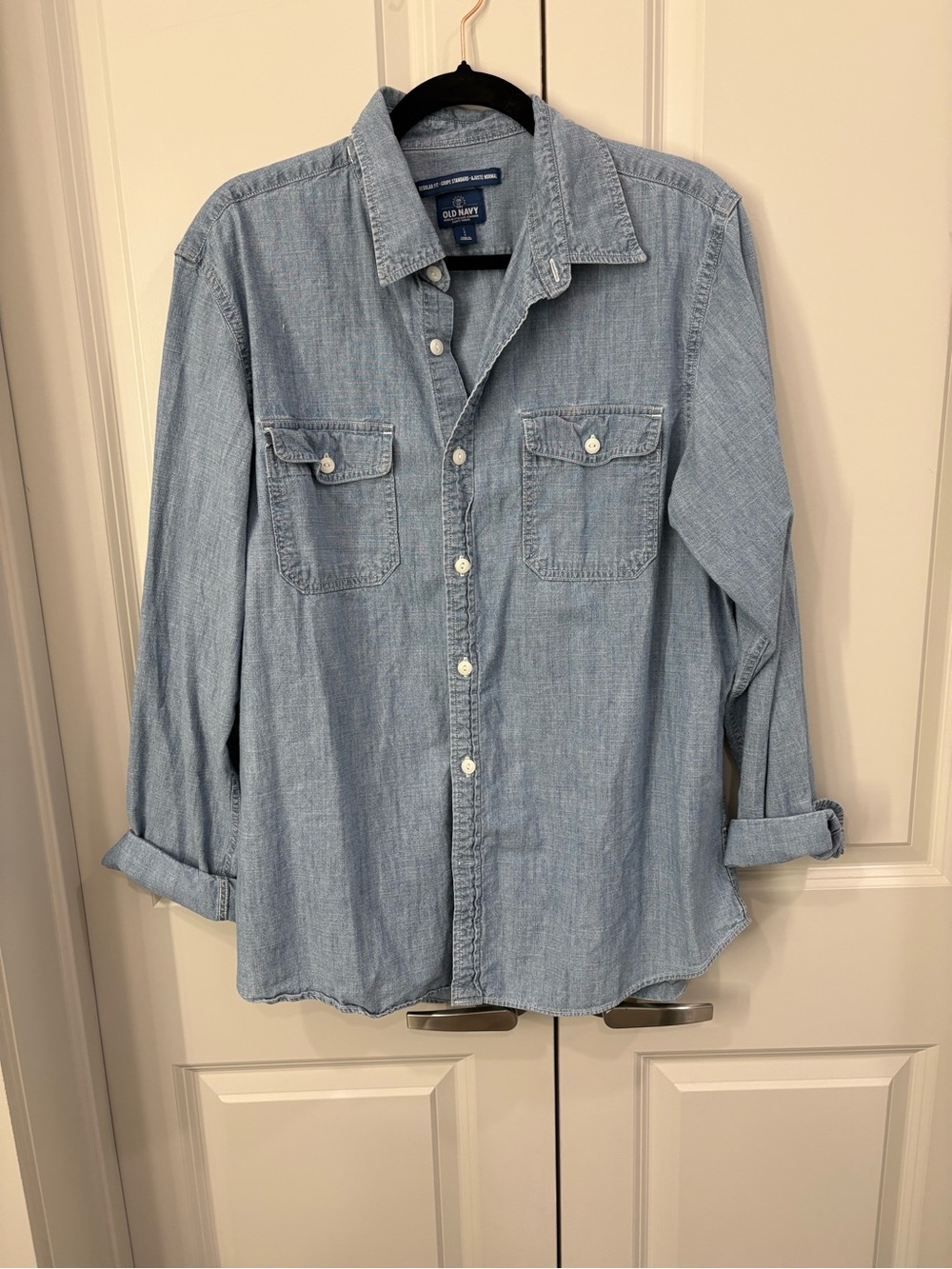 Old Navy Light Wash Denim Button-Up Shirt - Pale Blue